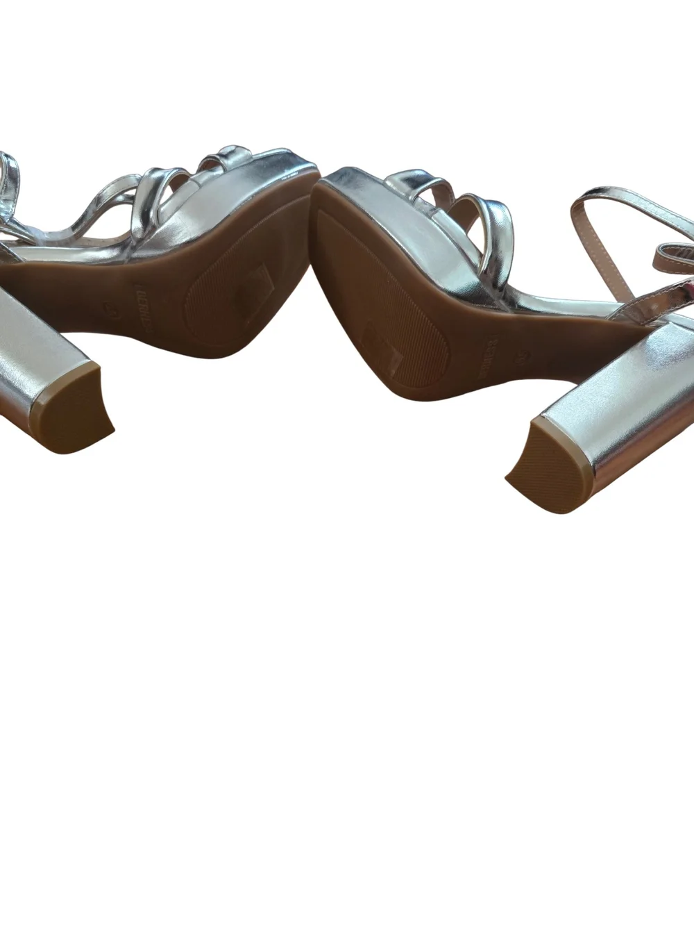 Women’s Silver Metallic Platform Sandals with Ankle Strap